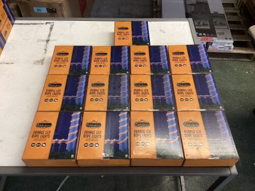Lot of (13) LED Rope Lights, 10 Purple, 3 Orange  - Lot 709