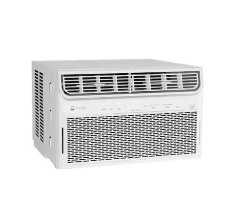 GE 10,000 BTU 115V Window Air Conditioner Cools 450 Sq. Ft. with Inverter, Wi-Fi, Remote and Quiet in White  - Lot 55