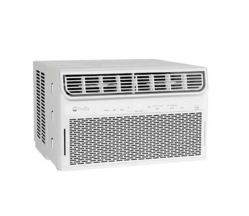 GE 10,000 BTU 115V Window Air Conditioner Cools 450 Sq. Ft. with Inverter, Wi-Fi, Remote and Quiet in White   - Lot 58