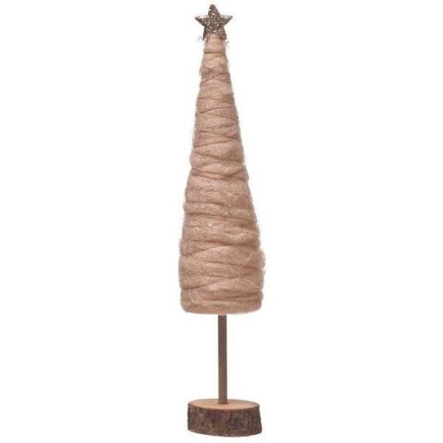 Lot of (4) Creative Co-Op Blush Wool Tree with Glitter & Gold Star - Lot 657