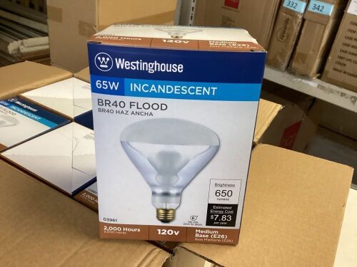 Lot of (12) Westinghouse 65 W BR40 Floodlight Incandescent Bulb E26 Soft White - Lot 591