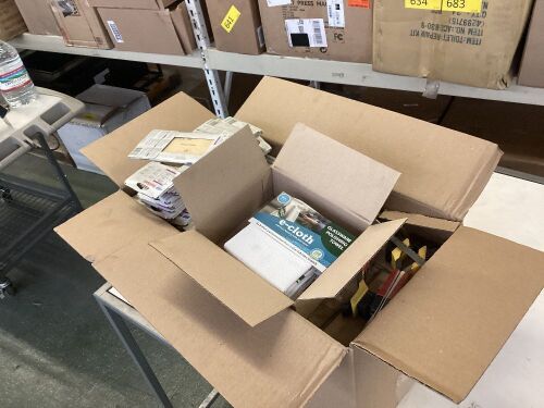 Box of Small Items Including Sand Paper, Glass Polishing Cloth, Grill Brushes  - Lot 426