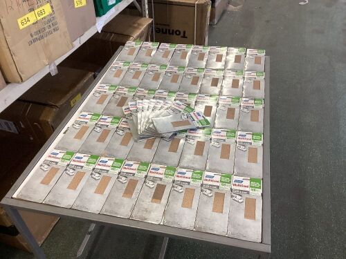 Lot of (50) Norton MultiSand 3-2/3" x 9" Clamp & Sand Sheets, 100 Grit, 6 Pack  - Lot 616
