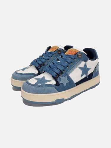 Starry Climb Stars Casual All-Match Denim Skate Shoes, Size 10 - Lot 446