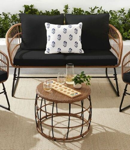 Rope Wicker Outdoor Bench & Table - No Hardware  - Lot 162
