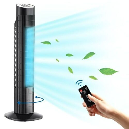 Oscillating Tower Fan with Remote, 3 Speeds, 3 Modes, 0-7.5H Auto-Off Timer, 31"  - Lot 200