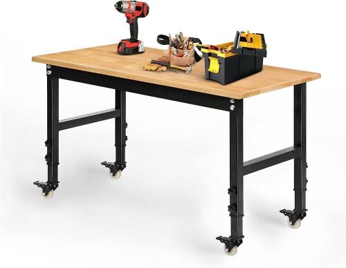 48" Adjustable Hard Rubber Wood Work Bench, 2000 lb Capacity  - Lot 10