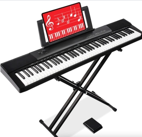 88-Key Digital Piano Set w/ Semi-Weighted Keys, Stand, Sustain Pedal - Lot 117
