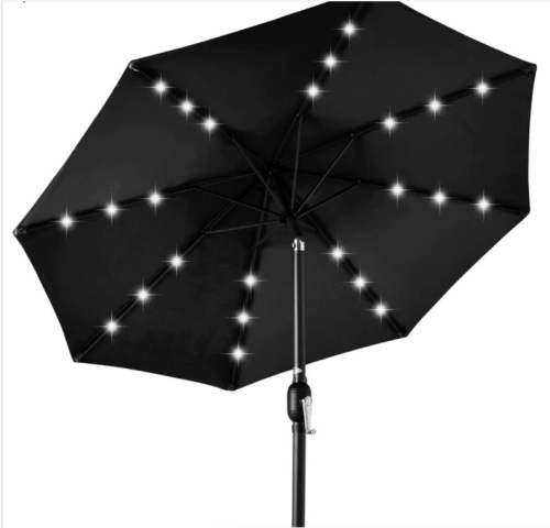 Solar LED Lighted Patio Umbrella w/ Tilt Adjustment, UV-Resistance - 10ft - Lot 119
