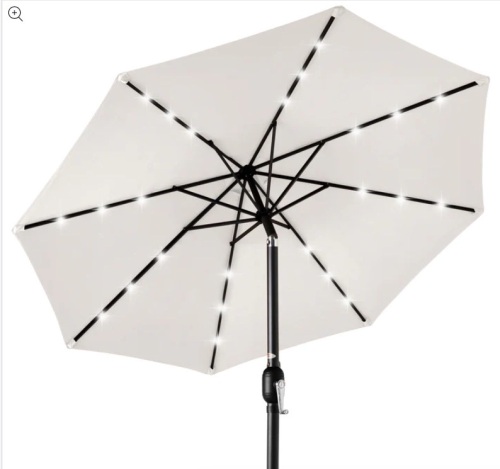 Solar LED Lighted Patio Umbrella w/ Tilt Adjustment, UV-Resistance - 10ft - Lot 120