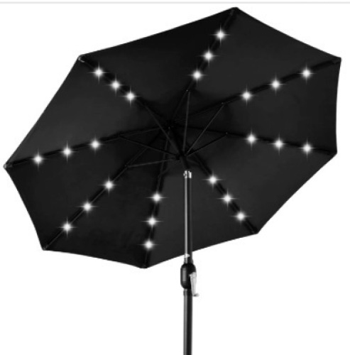 Solar LED Lighted Patio Umbrella w/ Tilt Adjustment, UV-Resistance - 10ft - Lot 176