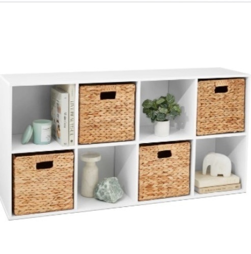 8-Cube Bookshelf, 11in Storage Display w/ Removable Panels, Customizable - Lot 177