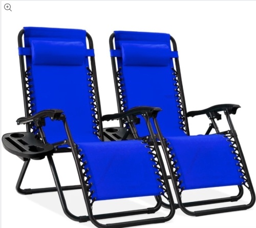 Set of 2 Adjustable Zero Gravity Patio Chair Recliners w/ Cup Holders - Lot 127