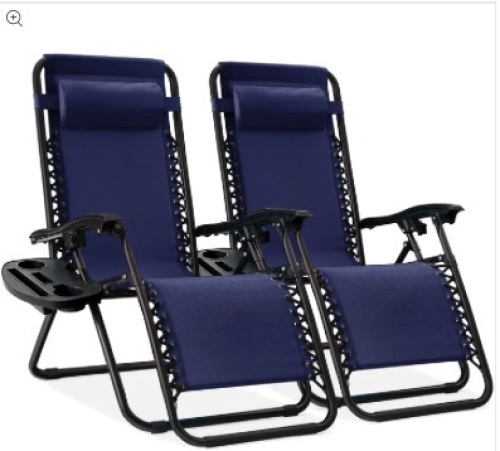 Set of 2 Adjustable Zero Gravity Patio Chair Recliners w/ Cup Holders - Lot 193