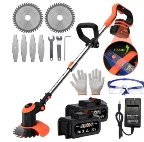 Cordless Weed Eater Battery Powered with Power Display & 3-Level Speed Variable, Electric Weed Wacker Lightweight Brush Cutter Grass Trimmer Mini-Mower with Metal Blades, 4.0Ah Battery and Charger - Lot 203