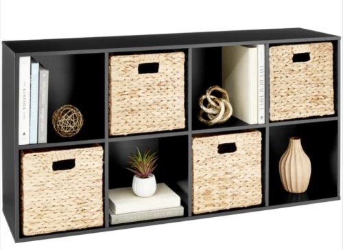 8-Cube Bookshelf, 11in Storage Display w/ Removable Panels, Customizable - Lot 143