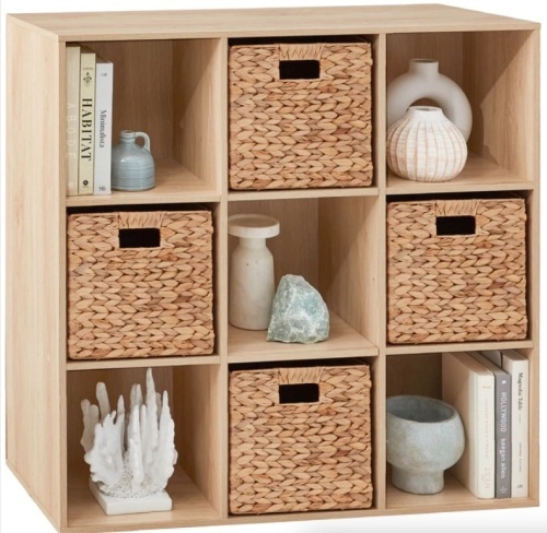 9-Cube Bookshelf Storage Display w/ 3 Removable Panels, Customizable Design - Lot 146