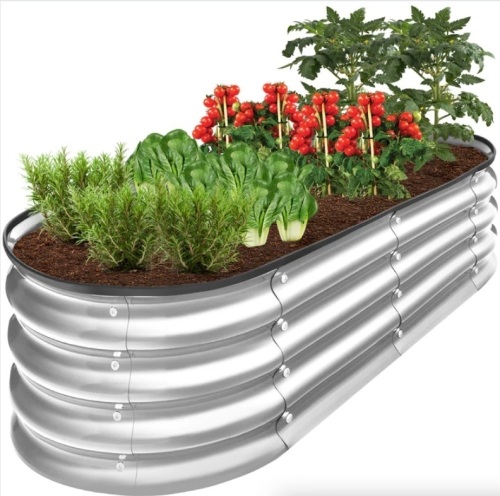 Outdoor Raised Metal Oval Garden Bed, Planter Box - 4x2x1ft - Lot 150