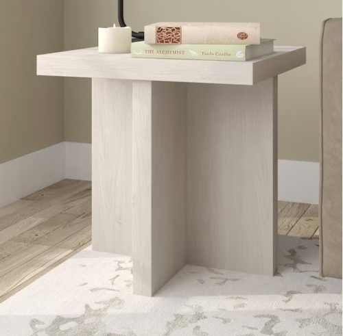 Elna 22 in. Alder White Square MDF Top End Table - Lot 218