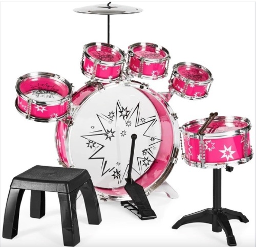 11-Piece Kids Beginner Drum Percussion Musical Instrument Toy Set - Lot 280