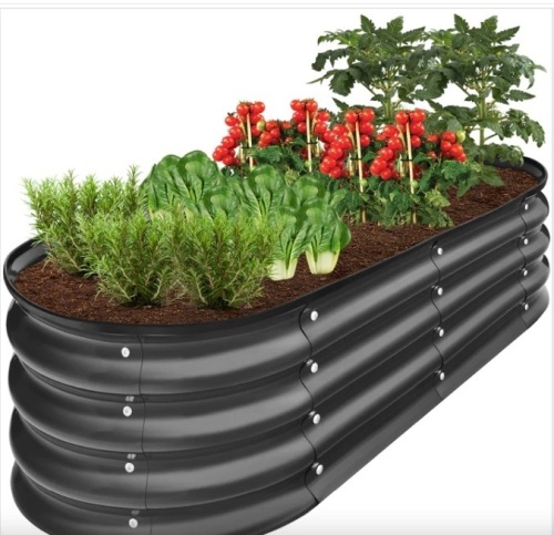 Outdoor Raised Metal Oval Garden Bed, Planter Box - 4x2x1ft - Lot 284