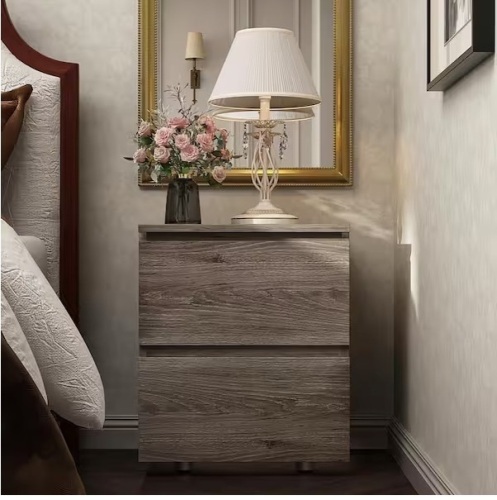 2-Drawer Gray Nightstands Side Table Bedside Table 18.9 in. H x 15.7 in. W x 11.6 in. D - Lot 223
