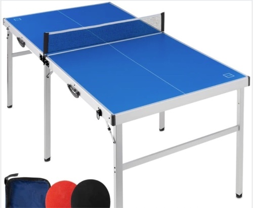 Portable Ping Pong Table Tennis Game Set w/ Paddles, Balls - 6x3ft - Lot 232