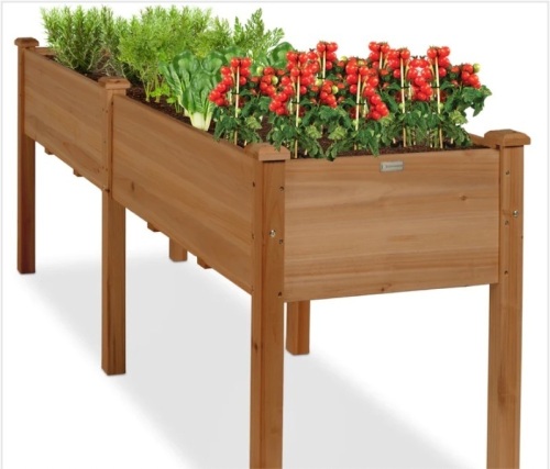 Raised Garden Bed, Elevated Wood Garden Planter Stand - 72x23x30in - Lot 233