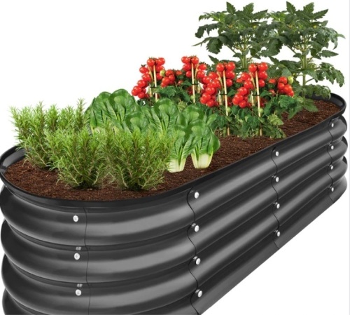 Outdoor Raised Metal Oval Garden Bed, Planter Box - 4x2x1ft - Lot 247