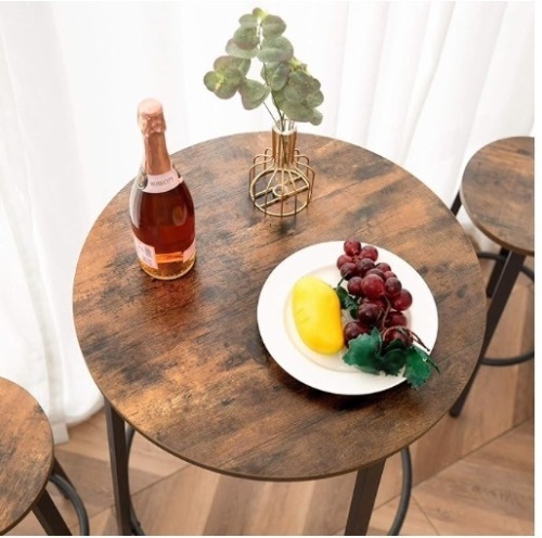 Round Bar Table, 36.2" Height Pub Table,Small Spaces Saving for Dining Room Breakfast,Coffee, Bistro, Kitchen, Living Room,Easy Assembly, Rustic Brown BF59BT01 - Lot 70