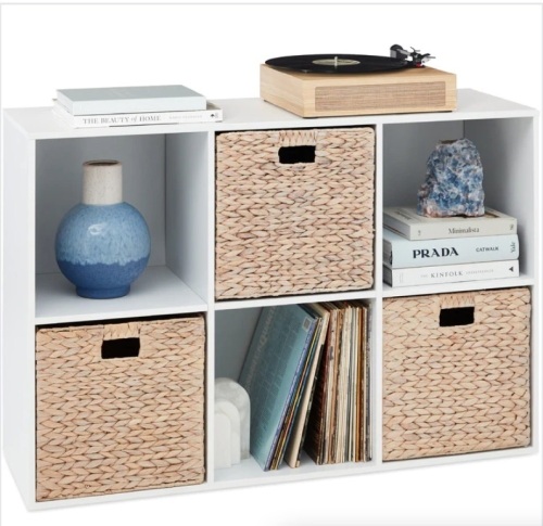 6-Cube Bookshelf, 13.5in Storage Display w/ Removable Panels, Customizable - Lot 299