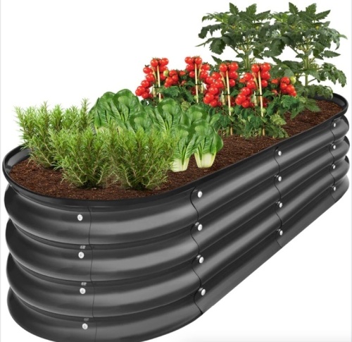 Outdoor Raised Metal Oval Garden Bed, Planter Box - 4x2x1ft - Lot 300