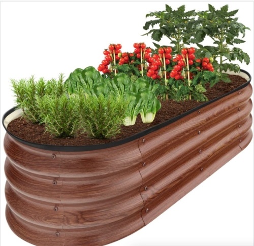 Outdoor Raised Metal Oval Garden Bed, Planter Box - 4x2x1ft - Lot 301