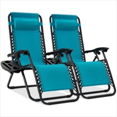 Set of 2 Adjustable Zero Gravity Patio Chair Recliners w/ Cup Holders - Lot 260