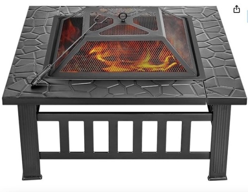 Heavy Duty 3 in 1 Metal Square Patio Firepit Table  - Lot 78