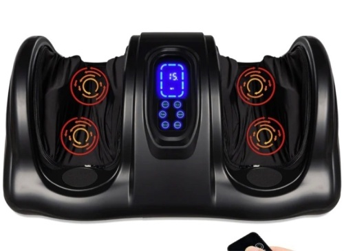 Therapeutic Foot Massager w/ High Intensity Rollers, Remote, 3 Modes - Lot 268