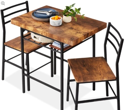 3-Piece Modern Square Dining Set w/ Storage Rack - Lot 273