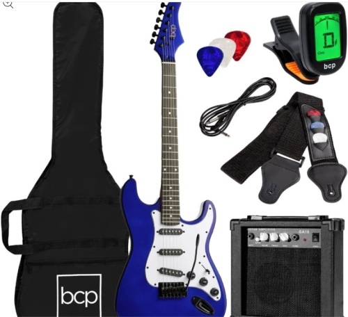 Beginner Electric Guitar Kit w/ Case, 10W Amp, Tremolo Bar - 39in - Lot 274