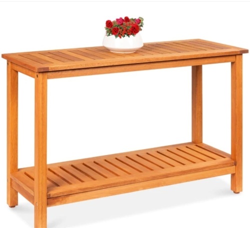 2-Shelf Wooden Console Table Storage Organizer w/ Natural Finish - 48in - Lot 278