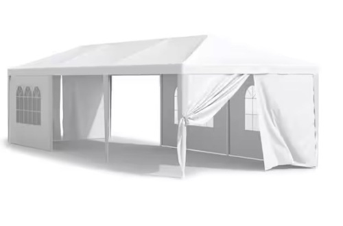 10 ft. x 30 ft. White Outdoor Gazebo Wedding Party Tent with Removable Sidewalls cosmetic damage  - Lot 85