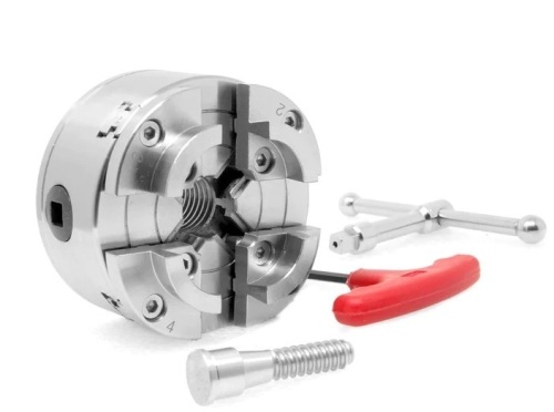 WEN LA4374 3.75-Inch 4-Jaw Self-Centering Lathe Chuck Set with 1-Inch x 8TPI Thread - Lot 344