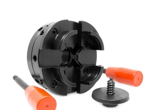 WEN LA4444 4-Inch 4-Jaw Self-Centering Lathe Chuck Set with 1-Inch x 8TPI Thread - Lot 345