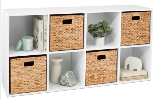 8-Cube Bookshelf, 11in Storage Display w/ Removable Panels, Customizable - Lot 389