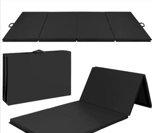 Folding Exercise Fitness Workout Gym Floor Mat w/ Handles - Lot 391