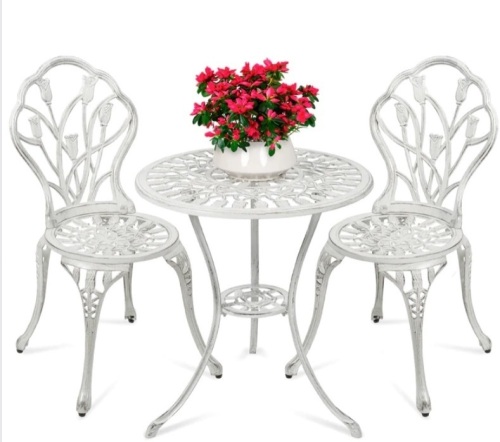 3-Piece Cast Aluminum Patio Bistro Furniture Set - Lot 404