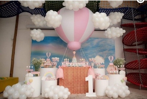 SAYOK 5ft PVC Half Hot Air Balloon Inflatable Baby Shower Party Balloon, Inflatable Hanging Balloon for Girls Baby Shower Decoration/Nursery/Kids Birthday/Event/Wedding/Show/Exhibitions - Lot 99