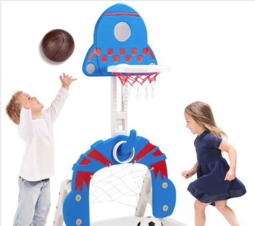 3-in-1 Toddler Basketball Hoop Sports Activity Center Play Set - Lot 429