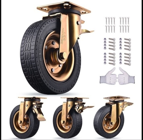 Caster wheels solid rubber heavy duty with brake - Lot 450