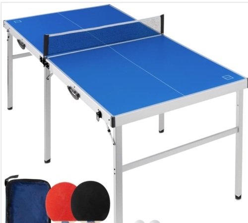 Portable Ping Pong Table Tennis Game Set w/ Paddles, Balls - 6x3ft - Lot 435