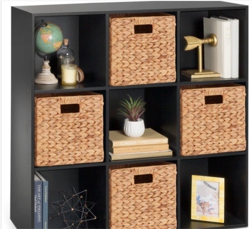 9-Cube Bookshelf Storage Display w/ 3 Removable Panels, Customizable Design - Lot 437